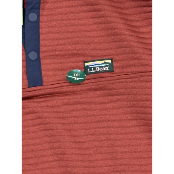 LL Bean AirLight 1/4 Snap Pullover Men’s Large/Tall Orange Quilted Lightweight - Picture 2 of 5